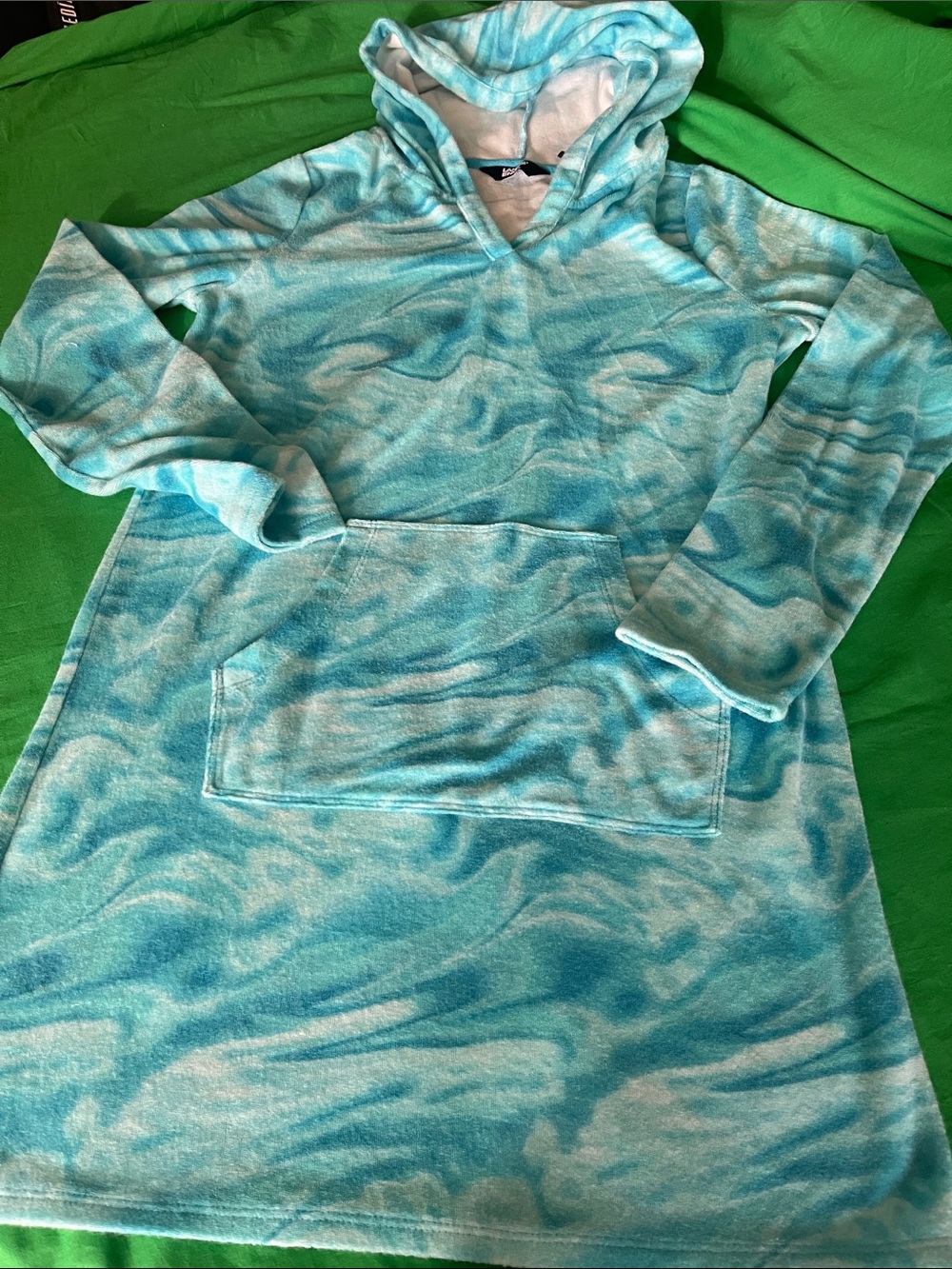 Lands' End Girls' Aqua & Light Blue Hooded Dress